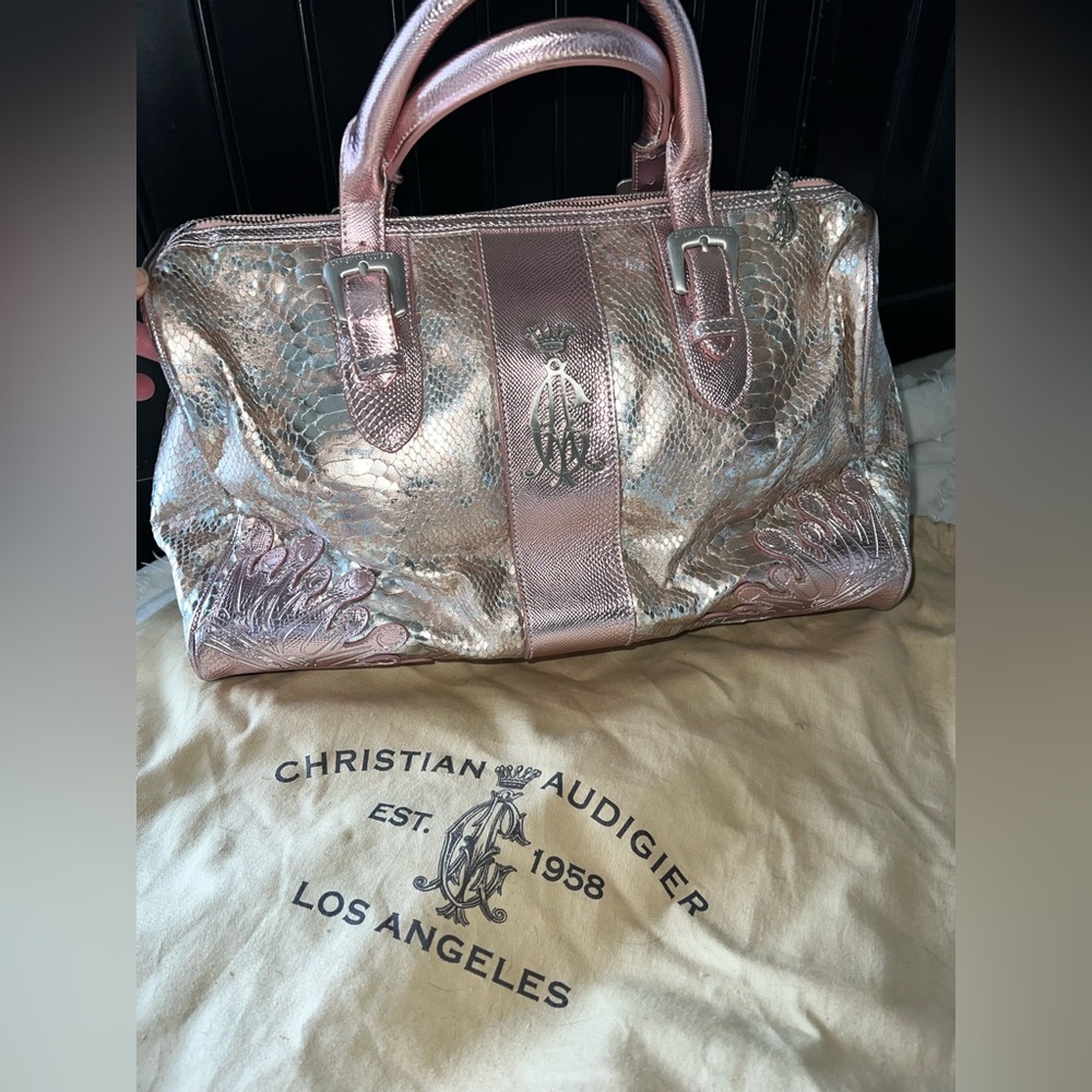 Christian Audigier Pink Metallic Purse